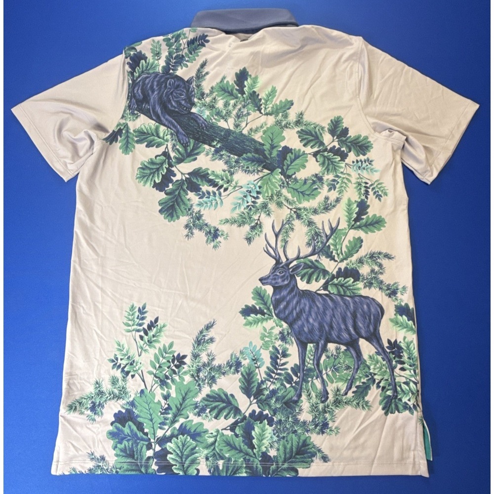 GREYSON Polo Shirt Men M Purple ENCHANTED FOREST THISTLE All Over Print Golf - Picture 7 of 7